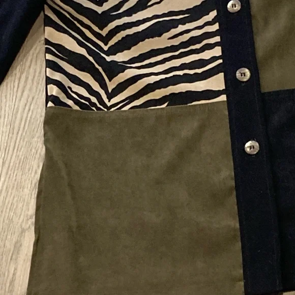 Dress Barn Black and Olive Animal Print Jacket - Picture 2 of 10